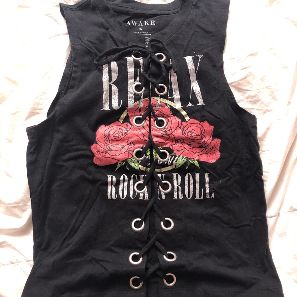 Mid Lace up tank top with cute design